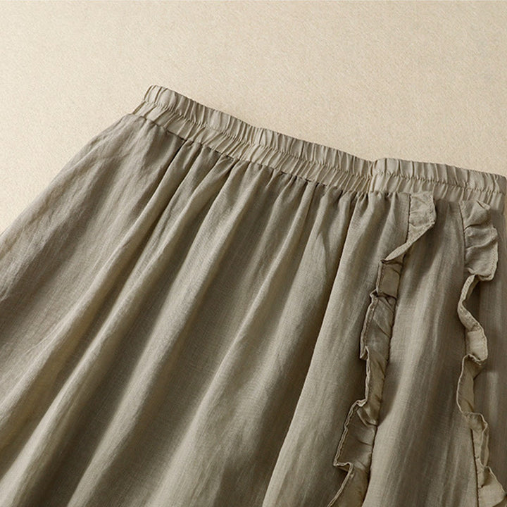 Buddha Stones Summer Plain Ruffle Design Women's Skirt - image 5