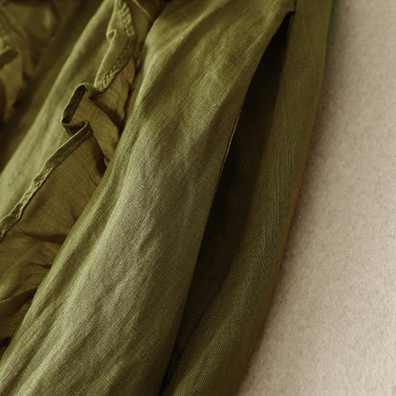 Buddha Stones Summer Plain Ruffle Design Women's Cotton Skirt - image 1