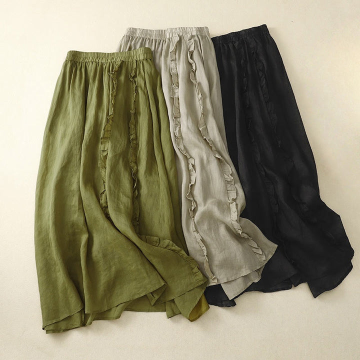 Buddha Stones Summer Plain Ruffle Design Women's Skirt - image 15