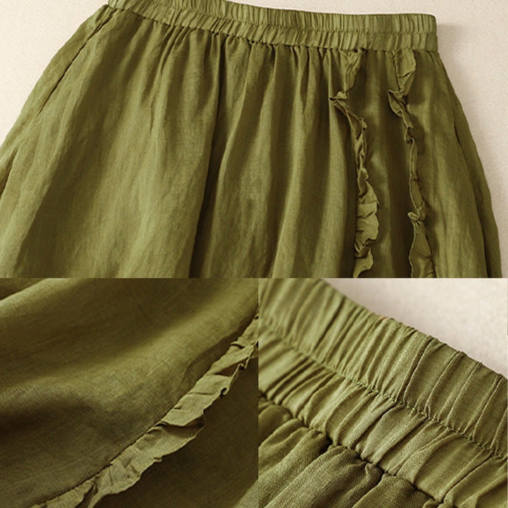 Buddha Stones Summer Plain Ruffle Design Women's Cotton Skirt - image 3