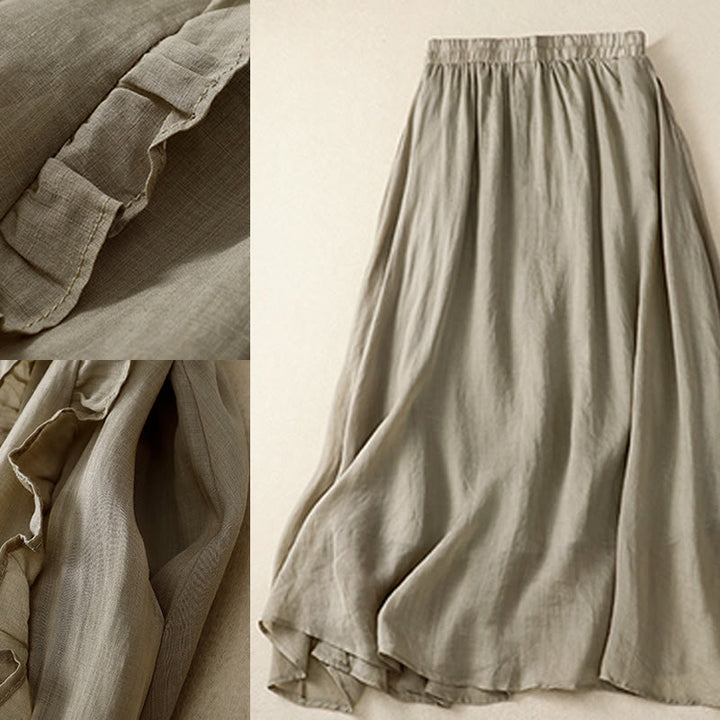 Buddha Stones Summer Plain Ruffle Design Women's Cotton Skirt - image 9