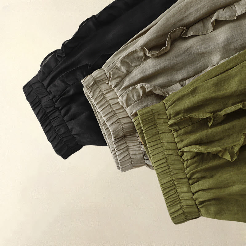 Buddha Stones Summer Plain Ruffle Design Women's Skirt - image 16