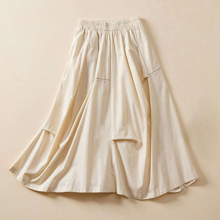 Buddha Stones Summer Casual Irregular Design Women's Skirt With Pockets - PapayaWhip - US8-10，UK/AU12-14，EU40-42 (2XL) - image 0