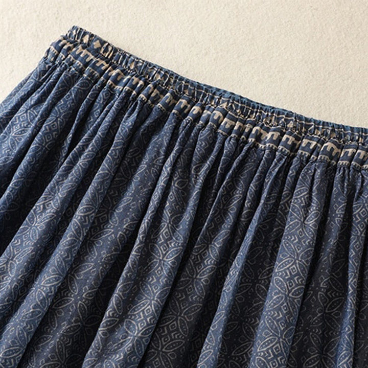 Buddha Stones Vintage Ethnic Floral Pattern Lined Drawstring Women's Skirt With Pockets - image 6