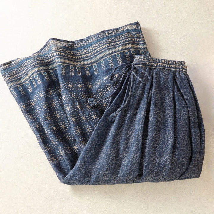 Buddha Stones Vintage Ethnic Floral Pattern Lined Drawstring Women's Skirt With Pockets - image 14
