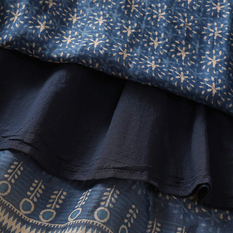 Buddha Stones Vintage Ethnic Floral Pattern Lined Drawstring Women's Skirt With Pockets - image 13
