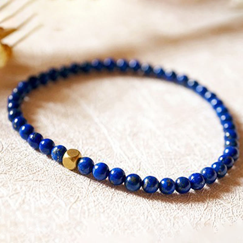 Buddha Stones 4mm Ultra-thin Lazurite Lapis Lazuli Beads Self Care Bracelet - image 9