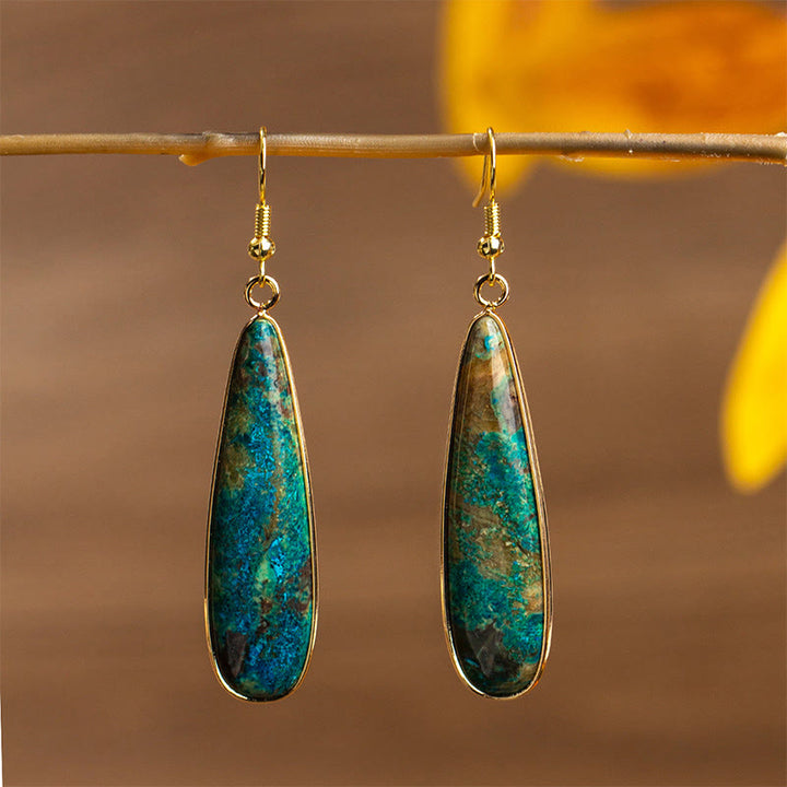 Buddha Stones Emperor Stone Water Drop Happiness Dangle Earrings - Emperor Stone(Stainless Steel Posts) - image 0