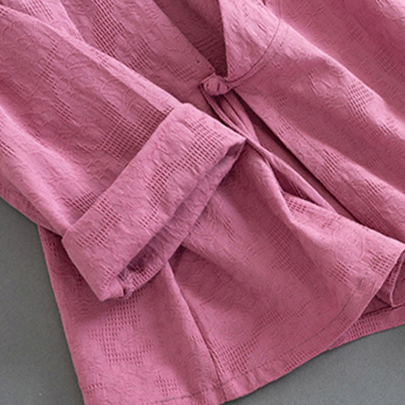 Buddha Stones Casual Solid Color Frog Button Long Sleeve Zen Cotton Linen Women's Shirt - image 15