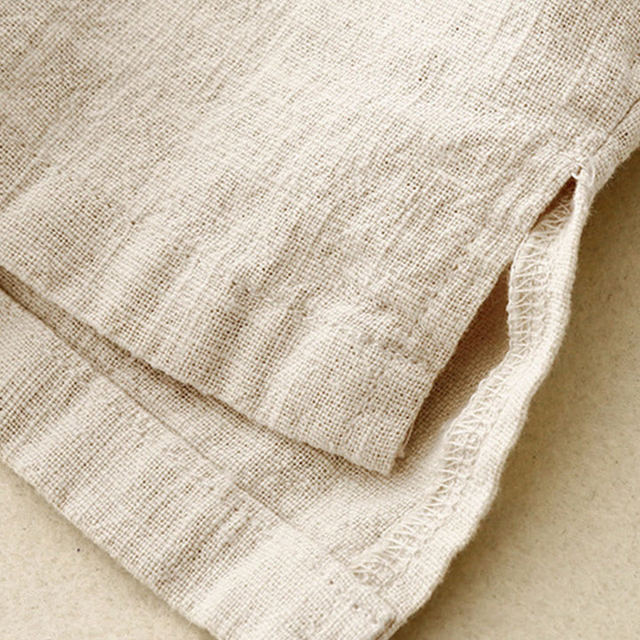 Buddha Stones Casual Plain  Women's Crew Neck Design Loose Half Sleeve Cotton Linen T-shirt - image 9