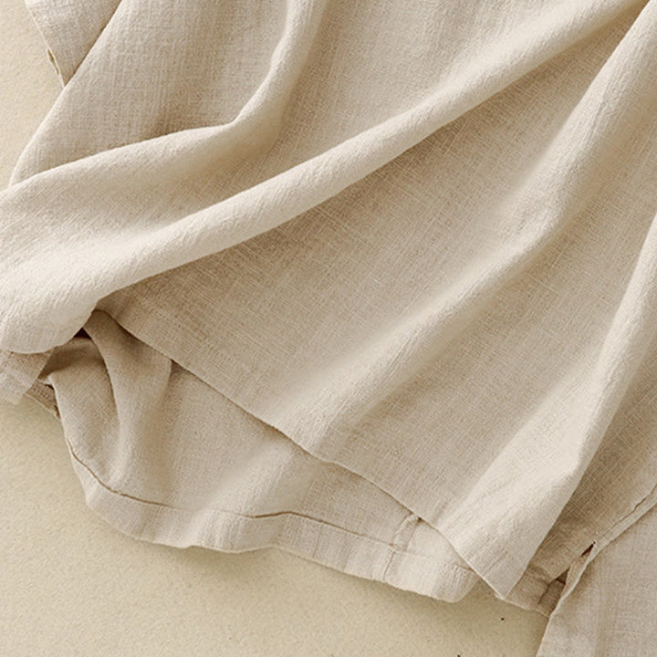 Buddha Stones Casual Plain  Women's Crew Neck Design Loose Half Sleeve Cotton Linen T-shirt - image 3