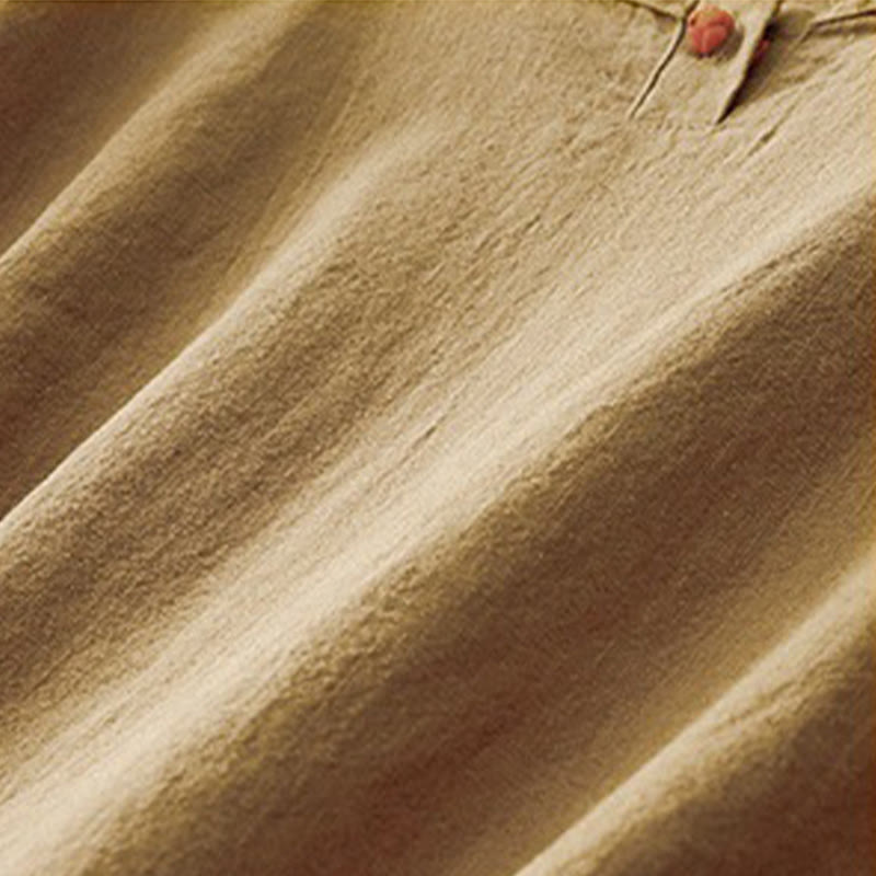 Buddha Stones Casual Plain  Women's Crew Neck Design Loose Half Sleeve Cotton Linen T-shirt - image 17