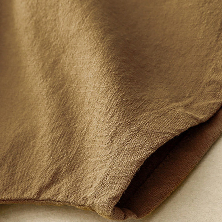 Buddha Stones Casual Plain  Women's Crew Neck Design Loose Half Sleeve Cotton Linen T-shirt - image 16