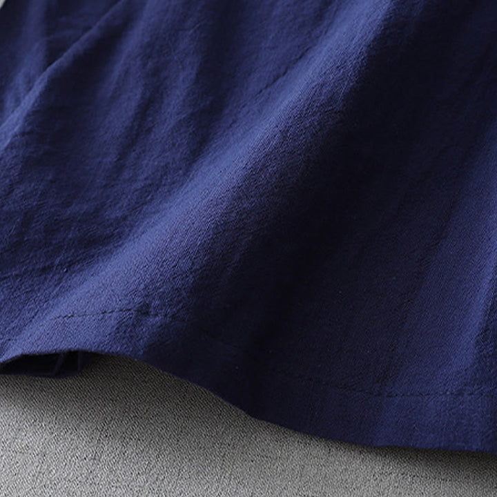 Buddha Stones Casual Color Stitching V-Neck Three Quarter Sleeve Zen Cotton Linen Women's Shirt - image 3