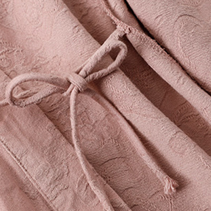 Buddha Stones Embroidered Flowers Grass Frog-Button Long Sleeve Cotton Women's Shirt - image 7