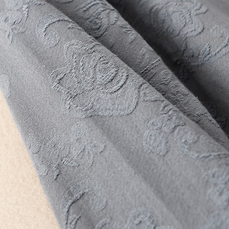 Buddha Stones Embroidered Flowers Grass Frog-Button Long Sleeve Cotton Women's Shirt - image 25