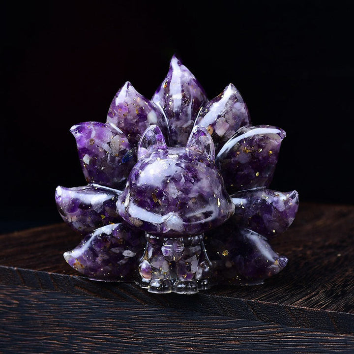 Buddha Stones Small Various Stone Pink Crystal Citrine Amethyst Nine Tailed Fox Warmth Home Decoration - Amethyst 8.8*6.9*8cm - image 7