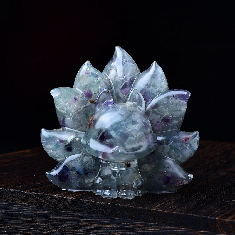 Buddha Stones Small Various Stone Pink Crystal Citrine Amethyst Nine Tailed Fox Warmth Home Decoration - Fluorite 8.8*6.9*8cm - image 14