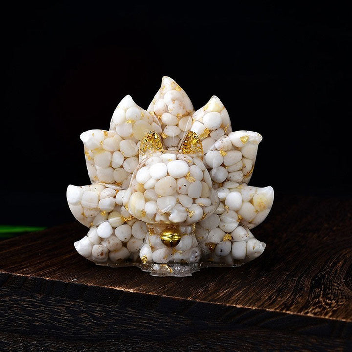 Buddha Stones Small Various Stone Pink Crystal Citrine Amethyst Nine Tailed Fox Warmth Home Decoration - White Shell 8.8*6.9*8cm - image 26