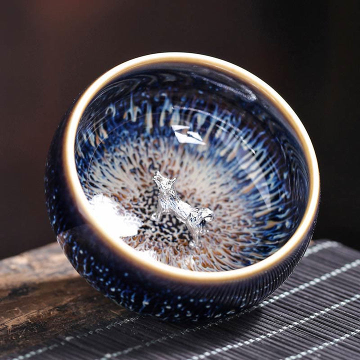 Buddha Stones Handmade Chinese Jianzhan Koi Fish Lotus Dragon Phoenix 12 Chinese Zodiac Ceramic Teacup Kung Fu Tea Cup 70ml - Dog 7.2cm*4.2cm*70ml - image 25