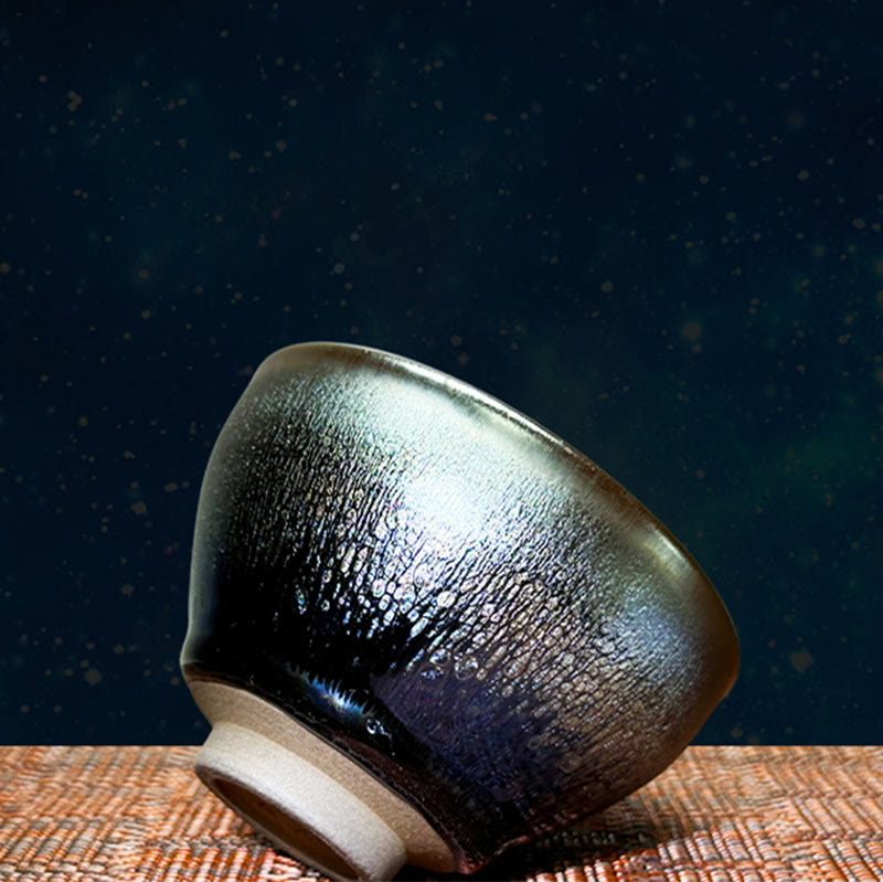 Buddha Stones Handmade Chinese Jianzhan Oil Drop Spots Pattern Ceramic Teacup Tenmoku Kung Fu Tea Cup 150ml - image 8