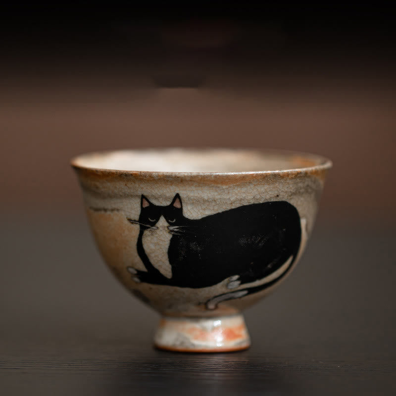 Buddha Stones Small Cute Cat Teacup Kung Fu Tea Cup 60ml - Cat Sitting Down 6.5cm*4.7cm*60ml - image 7