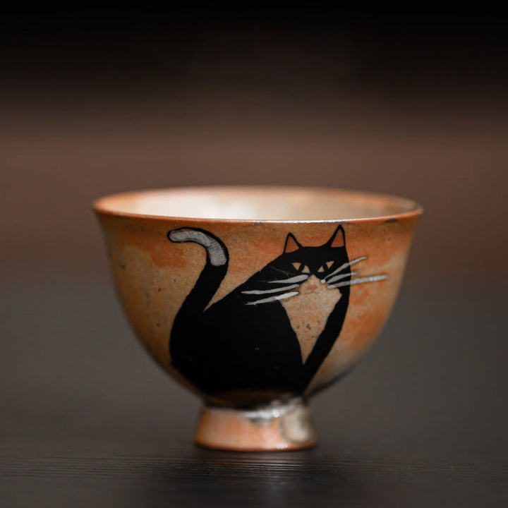 Buddha Stones Small Cute Cat Teacup Kung Fu Tea Cup 60ml - Cat Staring 6.5cm*4.7cm*60ml - image 10
