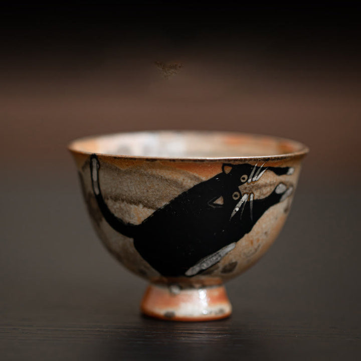Buddha Stones Small Cute Cat Teacup Kung Fu Tea Cup 60ml - Cat Climbing 6.5cm*4.7cm*60ml - image 12
