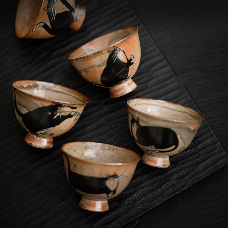 Buddha Stones Small Cute Cat Teacup Kung Fu Tea Cup 60ml - image 1
