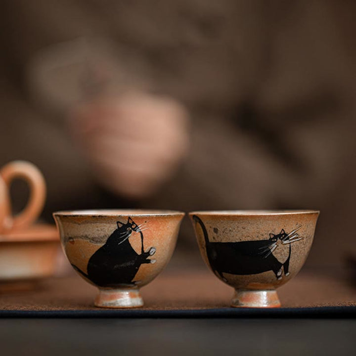 Buddha Stones Small Cute Cat Teacup Kung Fu Tea Cup 60ml - image 14