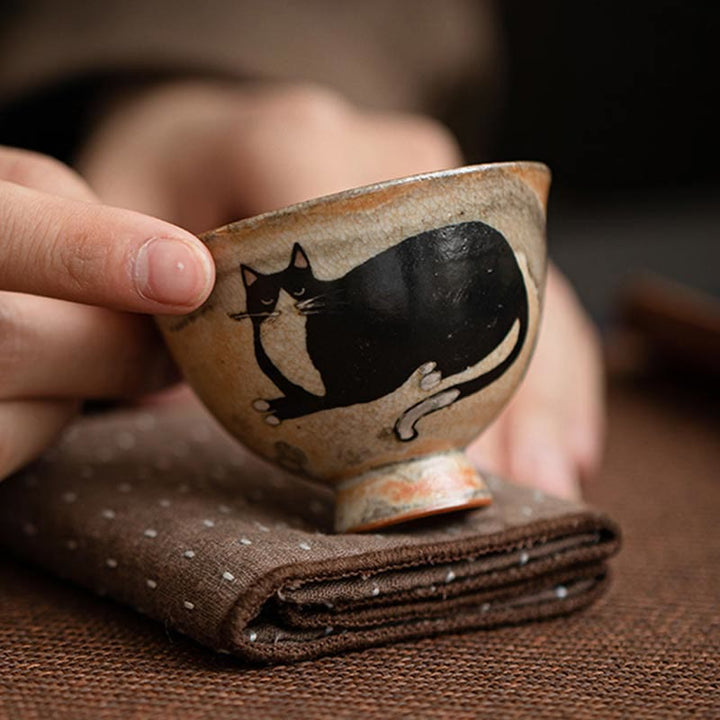 Buddha Stones Small Cute Cat Teacup Kung Fu Tea Cup 60ml - image 8