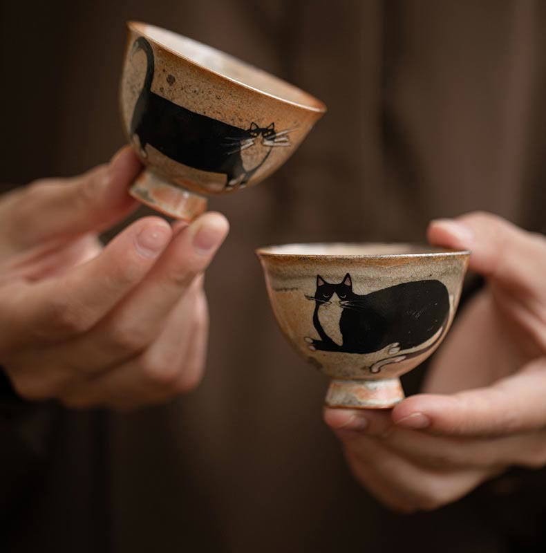 Buddha Stones Small Cute Cat Teacup Kung Fu Tea Cup 60ml - image 15