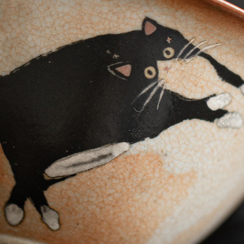 Buddha Stones Cute Cat Ceramic Gaiwan Teacup Kung Fu Tea Cup With Lid 130ml - image 4