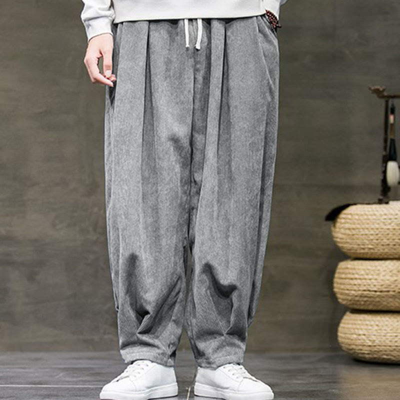 Buddha Stones Casual Plain Cotton Bloomer Men's Pants With Pockets - image 11
