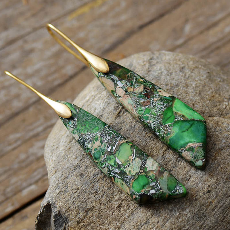 Buddha Stones Natural Emperor Stone Geometric Crystal Anti-Stress Earrings - image 4