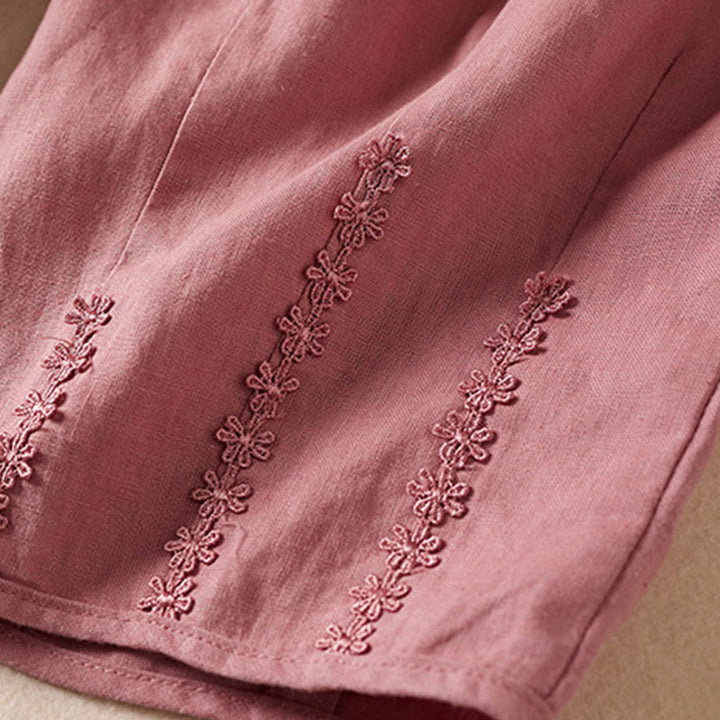 Buddha Stones Summer Small Flower Embroidery  Harem Pants With Pockets - image 16