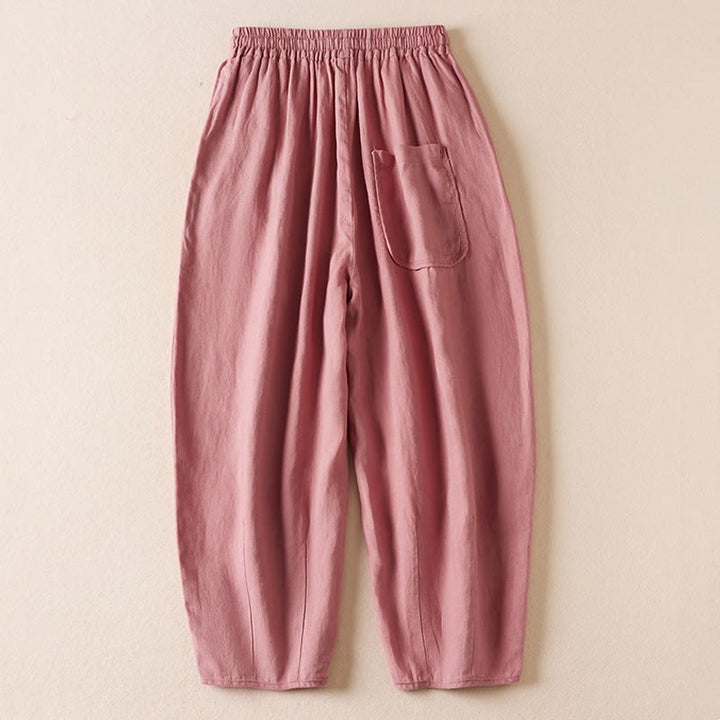 Buddha Stones Summer Small Flower Embroidery  Harem Pants With Pockets - image 12