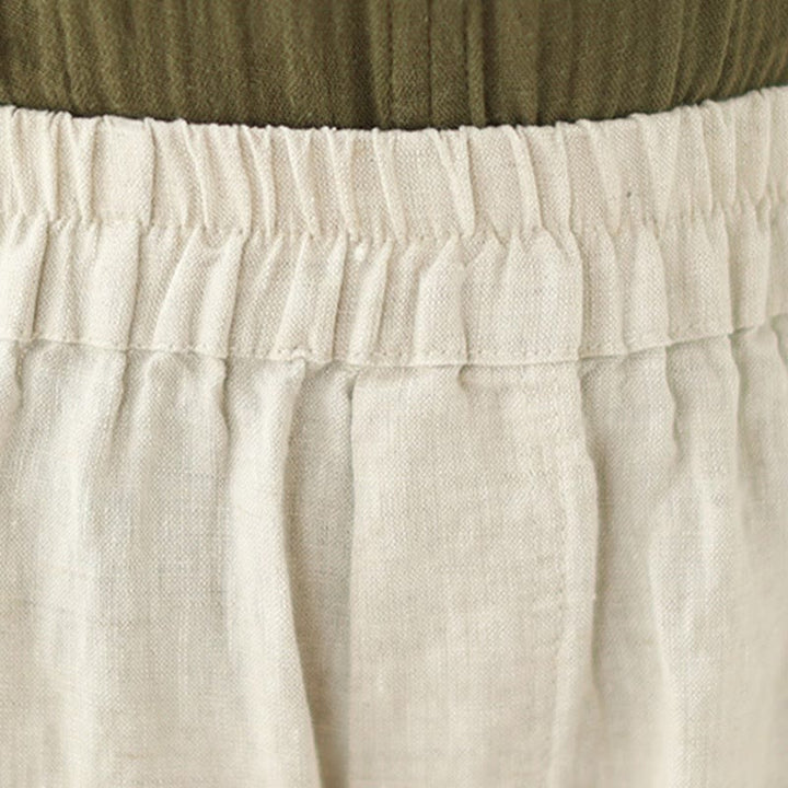 Buddha Stones Vintage Casual Pleated Design Cotton Women's Wide Leg Cropped Pants With Pockets - image 21