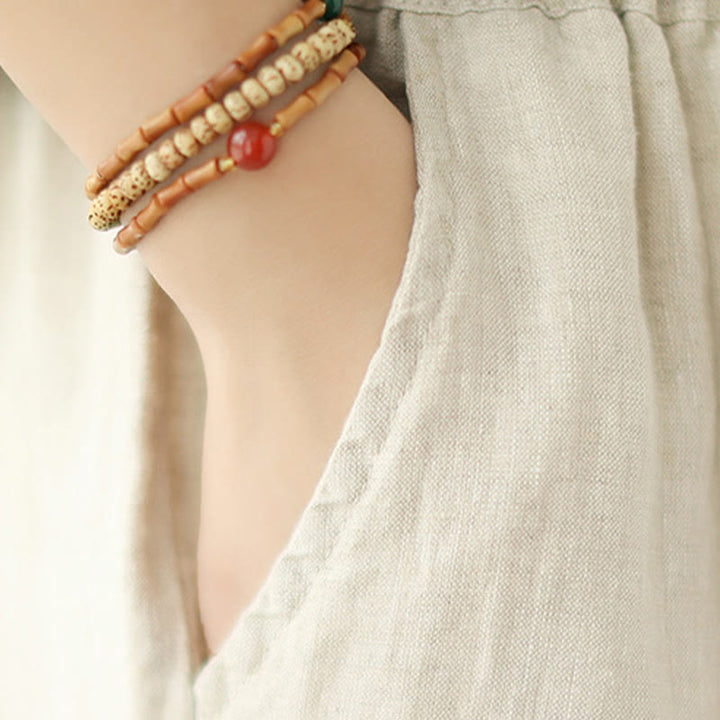 Buddha Stones Vintage Casual Pleated Design Cotton Women's Wide Leg Cropped Pants With Pockets - image 18