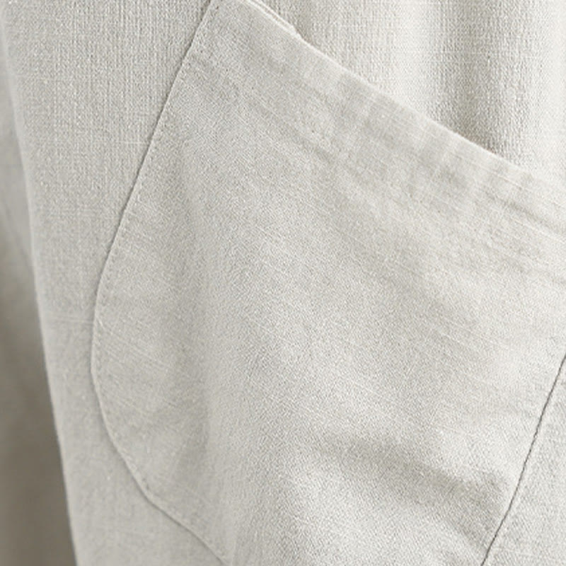 Buddha Stones Spring Casual 7-8 Length  Women's Cotton Linen Harem Pants With Pockets