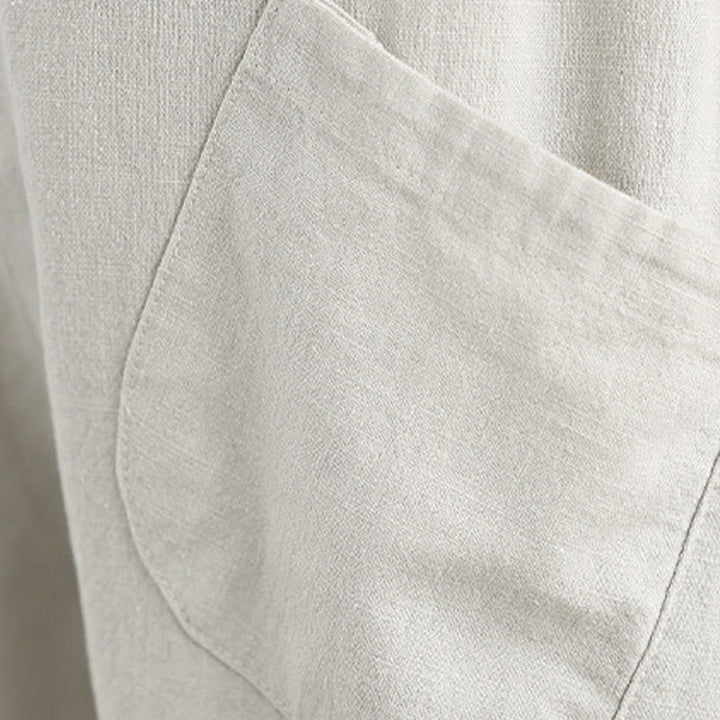 Buddha Stones Spring Casual 7-8 Length  Women's Cotton Linen Harem Pants With Pockets