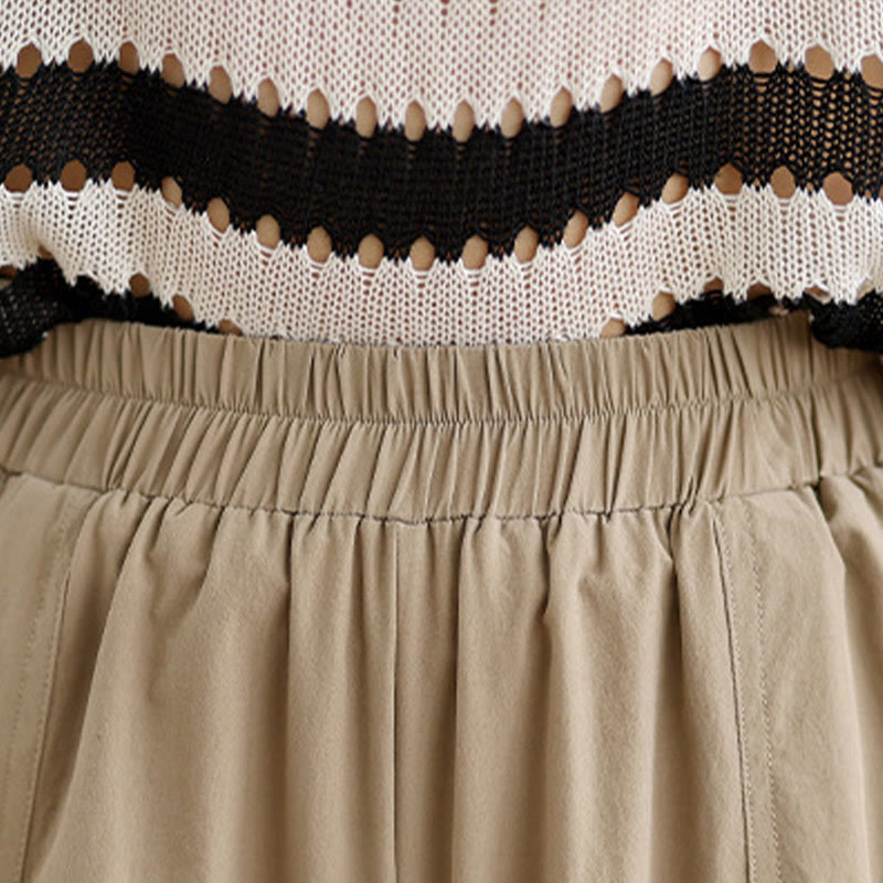 Buddha Stones Summer Irregular Pleating Design Cotton Women's Wide Leg Pants With Pockets - image 5