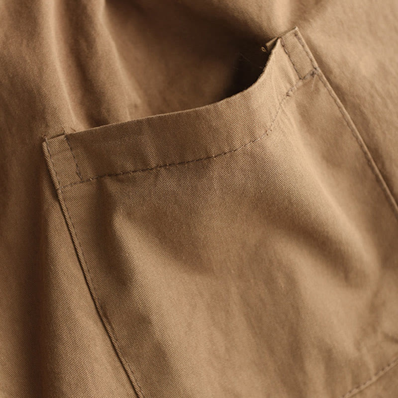Buddha Stones Casual Plain Patched Cuff Design Women's Cotton Harem Cropped Pants With Pockets