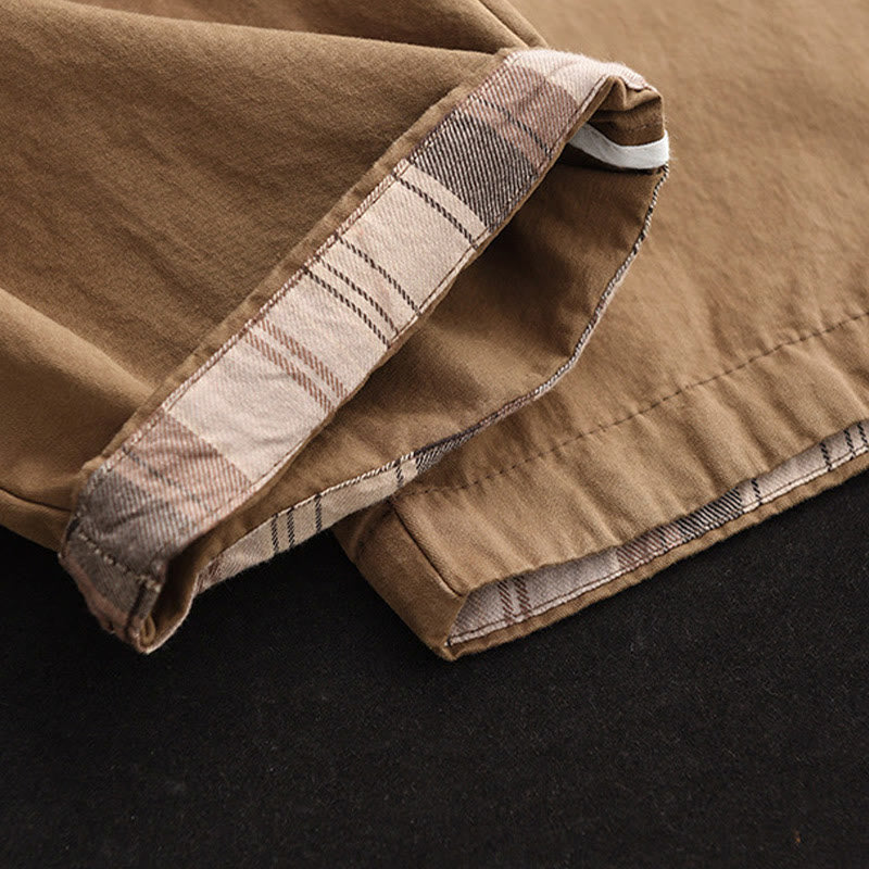 Buddha Stones Casual Plain Patched Cuff Design Women's Cotton Harem Cropped Pants With Pockets - image 5