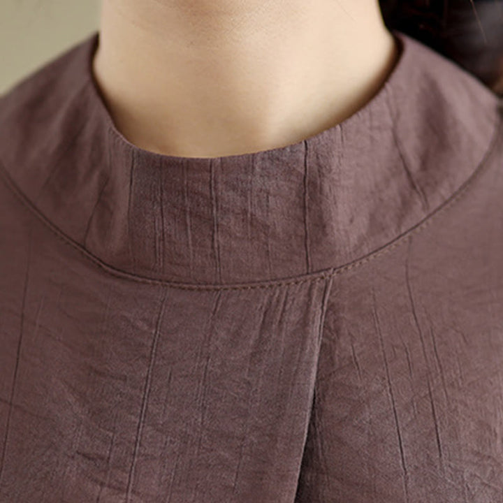 Buddha Stones Casual Plain Back Buttom Design Stand Collar Women's Sleeveless Vest - image 7