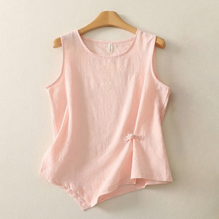 Buddha Stones Summer Solid Color Sleeveless Women's Cotton Linen Vest Waistcoat - MistyRose - US8-10，UK/AU12-14，EU40-42 (2XL) - image 5