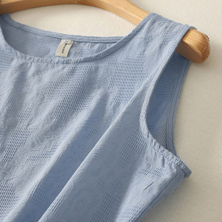 Buddha Stones Summer Solid Color Sleeveless Women's Cotton Linen Vest Waistcoat - image 2