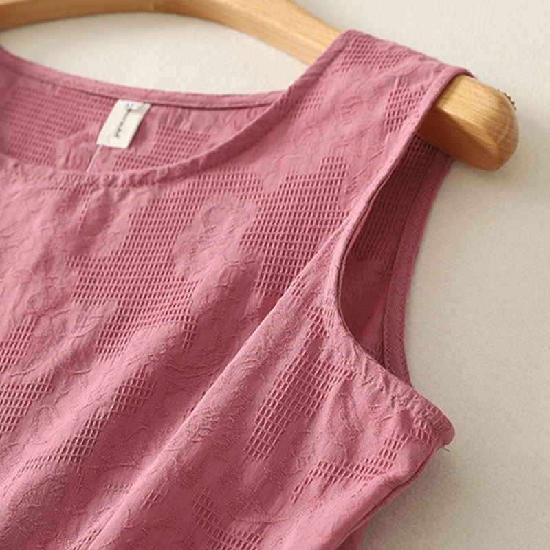 Buddha Stones Summer Solid Color Sleeveless Women's Cotton Linen Vest Waistcoat - image 14