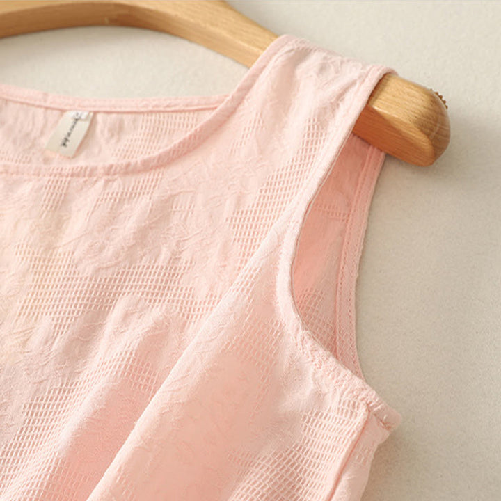 Buddha Stones Summer Solid Color Sleeveless Women's Cotton Linen Vest Waistcoat - image 7