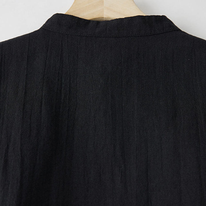 Buddha Stones Summer Frog-button Slanted Design Stand Collar Women's Cotton Linen Vest Waistcoat